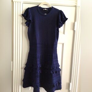 Shoshanna Navy knit Ruffle Sleeve Dress